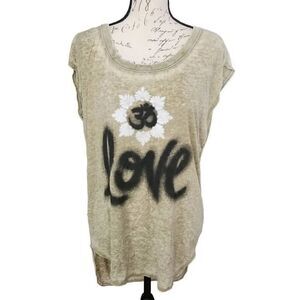 Chaser Ladies Size Small Green Love Graffiti Oversized Sleeveless Top